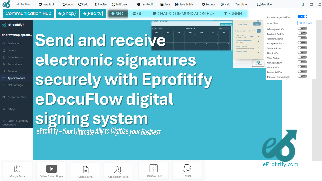 Send and receive electronic signatures securely with Eprofitify eDocuFlow digital signing system